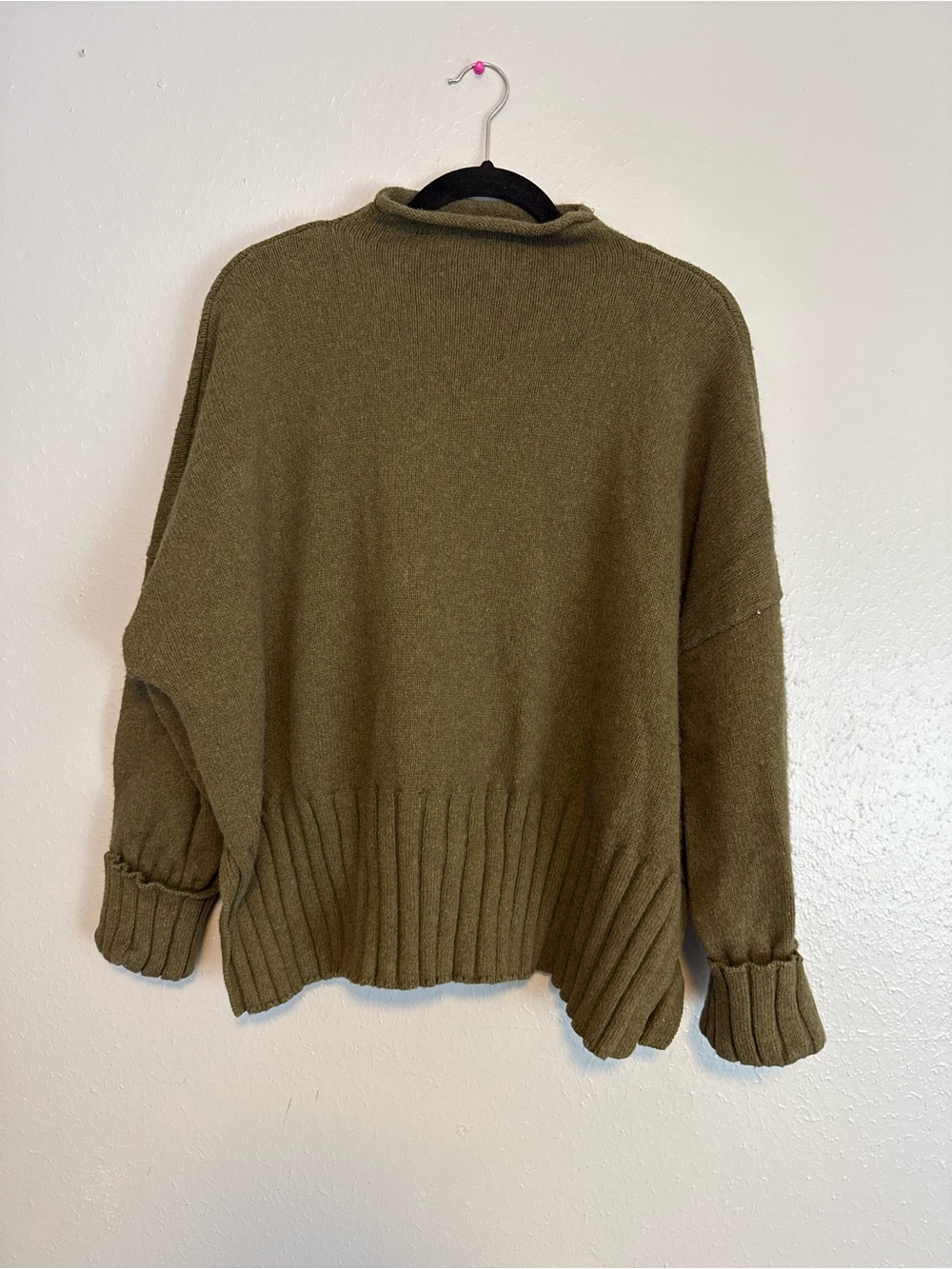Madewell Olive Green Oversized Turtleneck Sweater XXL Merino Wool Blend